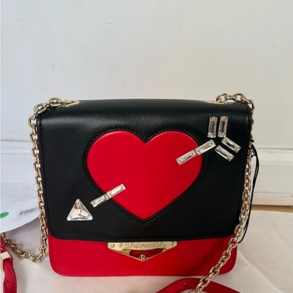 Tosca Blu Red Heart Small Multicolor Red Black  Flap Crossbody Shoulder Bag NWT - Picture 1 of 12